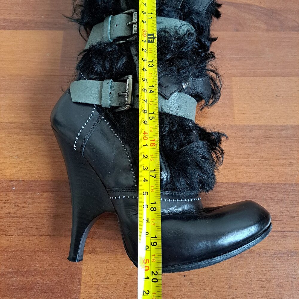 Roberto Cavalli Real Fur Leather Boots with Buckles Size 37 - Picture 10 of 16